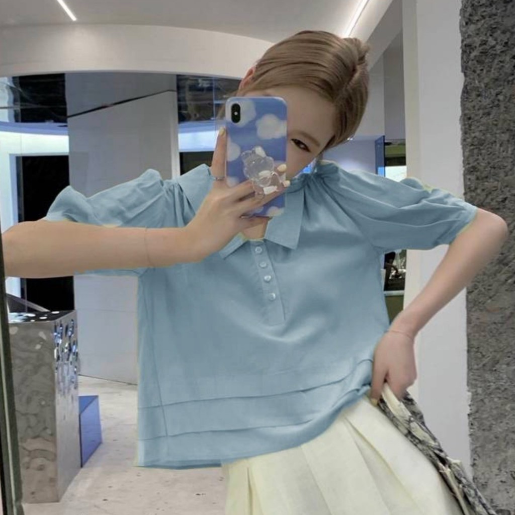 💖F22💖 เสื้อครอปเอวลอยเเขนตุ๊กตาสาวอวบ อก 60 นิ้ว++ แต่งชายน่ารัก ผ้าสวยทิ้งตัว สาวอวบใส่ทำงาน ใส่เที่ยวได้หลายโอกาส - รูปที่ 2