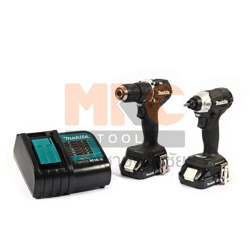 MAKITA ชุดสว่านไร้สาย DHP487+DTD157 ดำ DLX2414X7B BL1815Nx1+DC18SDx1