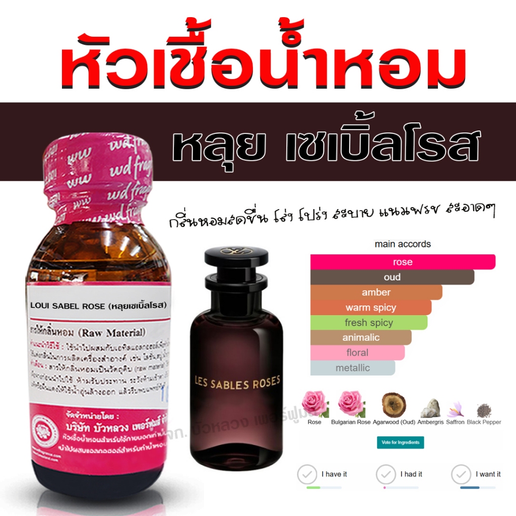 หัวเชื้อน้ำหอมแท้ 100% กลิ่น หลุยเซเบิ้ลโรส หัวน้ำหอม น้ำหอมผู้ชาย กลิ่นหอมโดดเด่น กลิ่นซีอีโอ - Bualuang Perfume