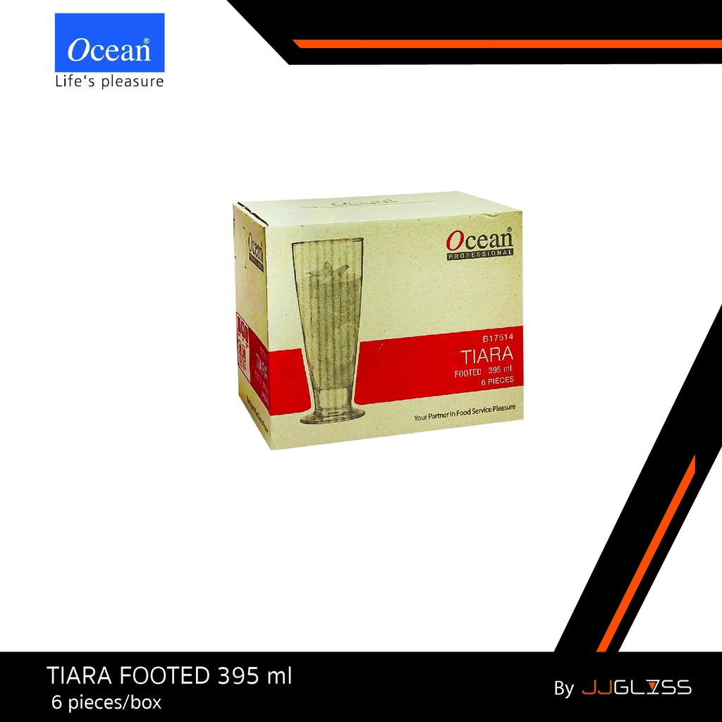 JJGLASS - (Ocean) B17514 Tiara Footed 13 3/4oz. (395ml.) [1กล่อง (6ใบ)] แก้วน้ำ แก้วสมูตตี้ สำหรับเครื่องดื่มต่างๆ