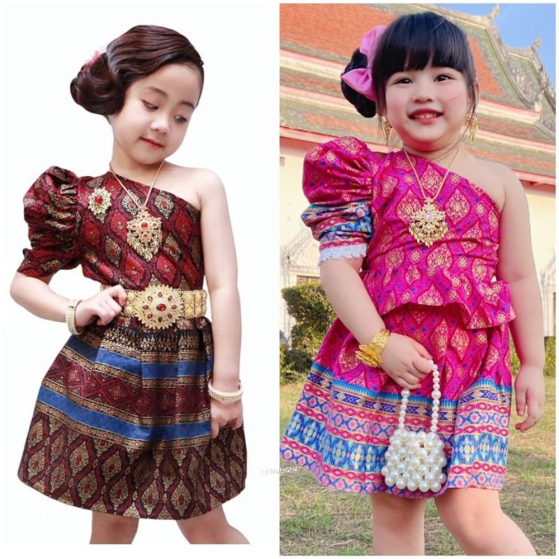 ชุดไทยประยุกต์เด็กผู้หญิงพร้อมส่ง#kwang