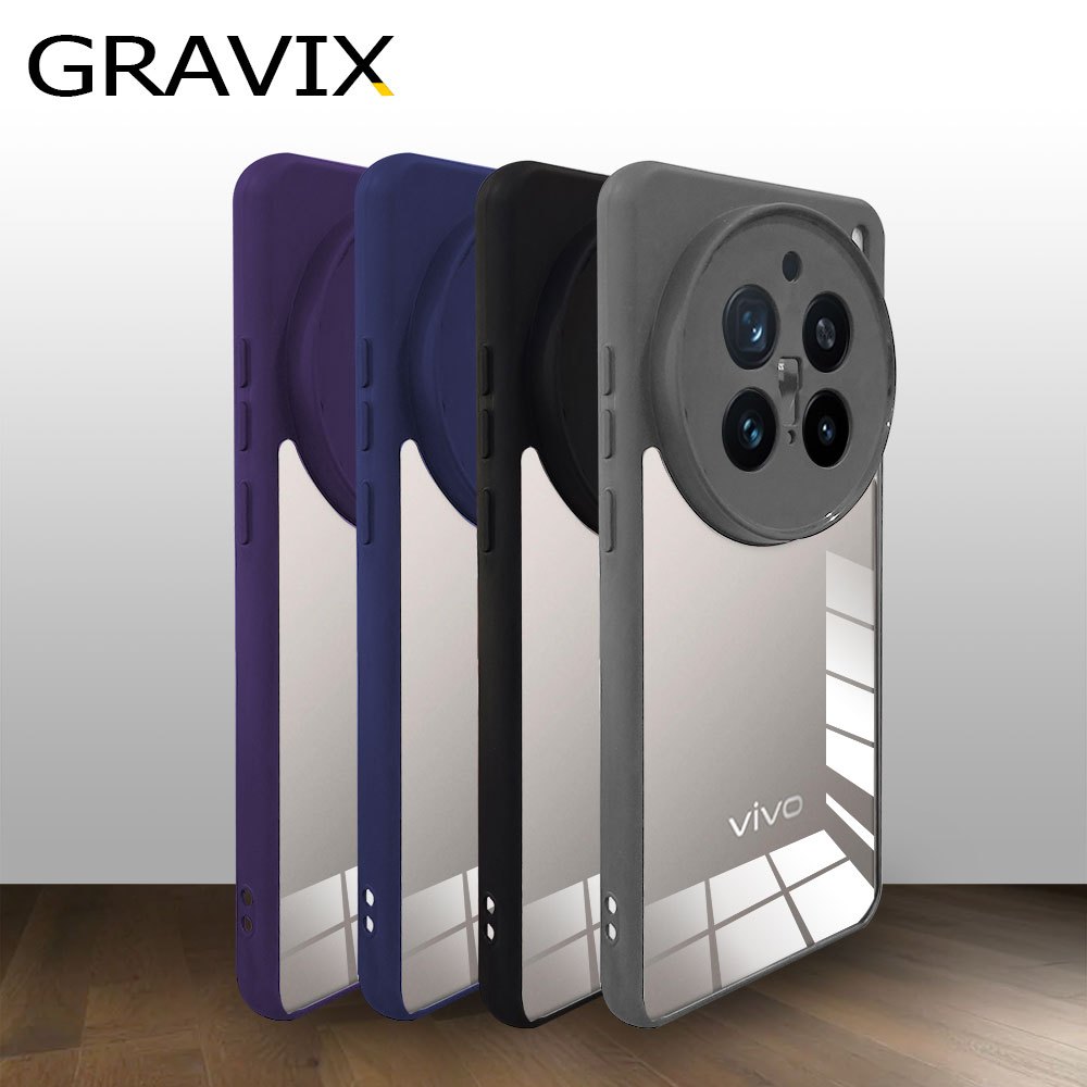 เคส Vivo X200pro X200 fe X200fe หลังแข็ง ใส ขอบสี Gravix เบา กันกระแทก กันกล้อง คลุมเลนส์ ของแท้