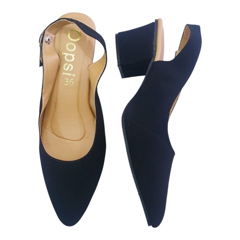 รองเท้าคัทชู Size  36-45  ส้นสูง 2 นิ้ว แบบเปิดหลัง หนังนิ่ม งานเนียบ สีสวย มีสีดำ สีครีม สวยหรู พร้อมส่งคะ