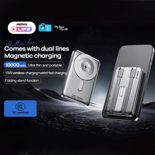 【New! CCC Certified】REMAX Wireless Power Bank RPP-678 (N) พาวเวอร์แบงค์ 2in1 ชาร์จไร้สายไว มีสายในตัว มอก ประกันศูนย์ไทย