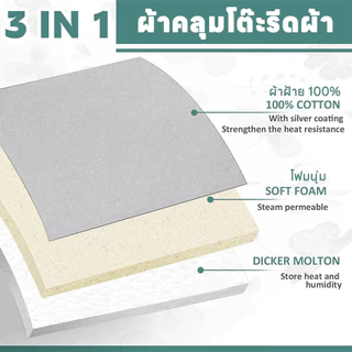 【ดส่งฟรี】ผ้ารองรีด แบบเคลือบสารสะท้อนความร้อน เสริมฟองน้ำ สำหรับโต๊ะรีดผ้า บุฟองน้ำ แผ่นรองรีด ผ้ารองรีด