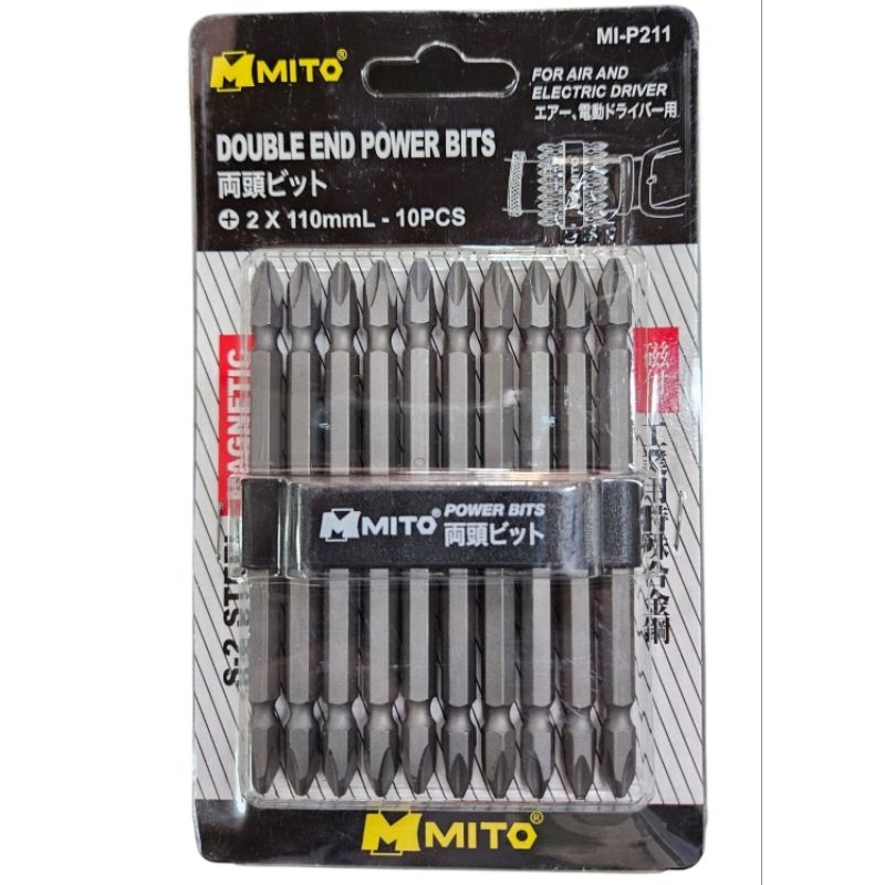 MITO MI-P211 ดอกไขควงลม 2 หัว แผงโชว์ NO.2 X110MM *ราคาต่อ 1 แพค*