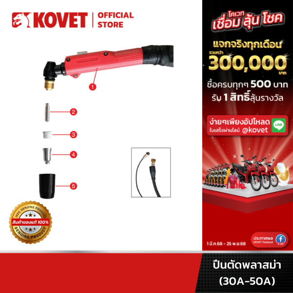 KOVET อะไหล่ปืนตัดพลาสม่า (30A-50A) AIR PLASMA CUTTING TORCH