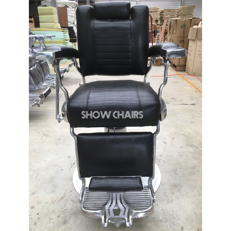 เก้าอี้ตัดผมชาย บาร์เบอร์502 ขาสี หนังดำเงา