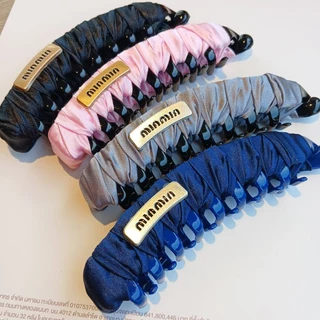 [B052] Banana clip korean กิ๊บหนีบรวบผมทรงกล้วยสำหรับรวบผมหนา กิ๊บผ้าซาตินลายแบรนด์มี 16 ลาย ติดผมทรงหางม้าแน่นอยู่ทรง