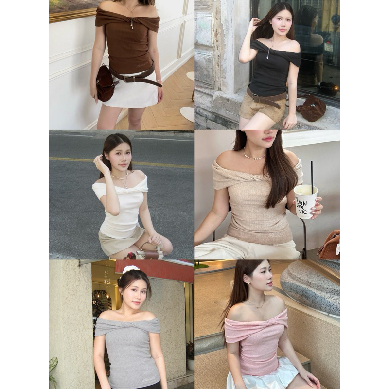LOVECHU - EMILY TWIST OFF SHOULDER TOP เสื้อปาดไหล่ทวิส