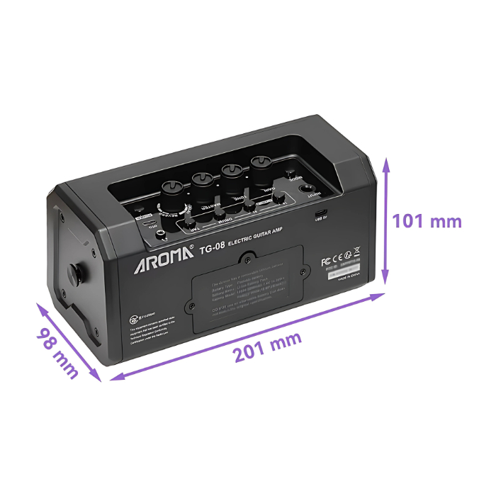 ตู้แอมป์กีต้าร์ Aroma TG-08 มีบลูทูธ และแบตเตอรี่ในตัว ใช้งานนาน 5 ชั่วโมง