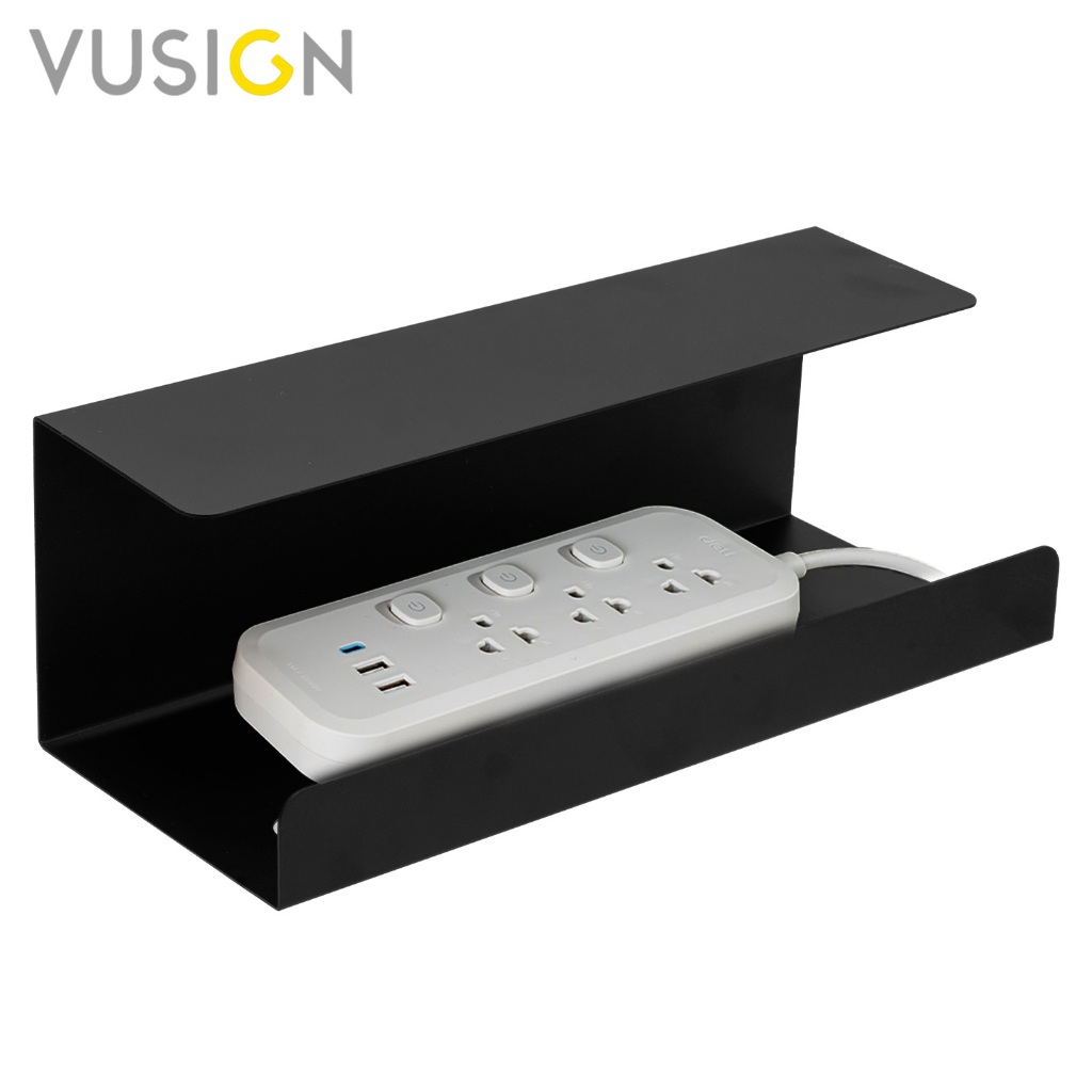Vusign ถาดเก็บสายไฟ รางเก็บสาย เก็บปลั๊กพ่วงใต้โต๊ะ เก็บสายไฟ มีกาวในตัว Power Strip Storage Rack
