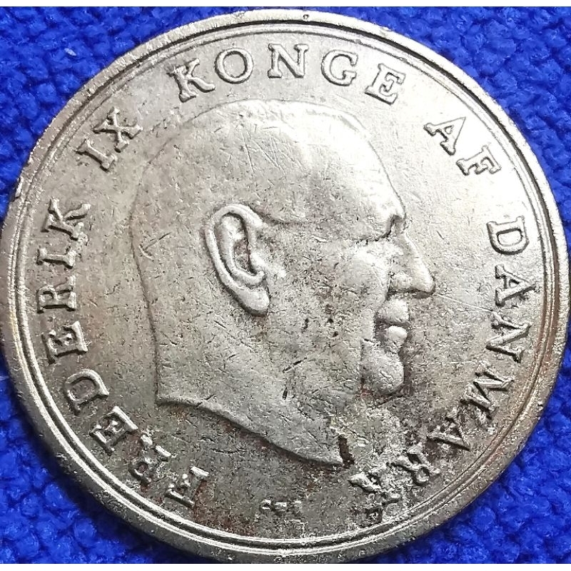 เหรียญ​เดนมาร์ก​ Denmark, ​1 Krone, (สมัยFrederick IX), ใช้แล้ว, #​0303