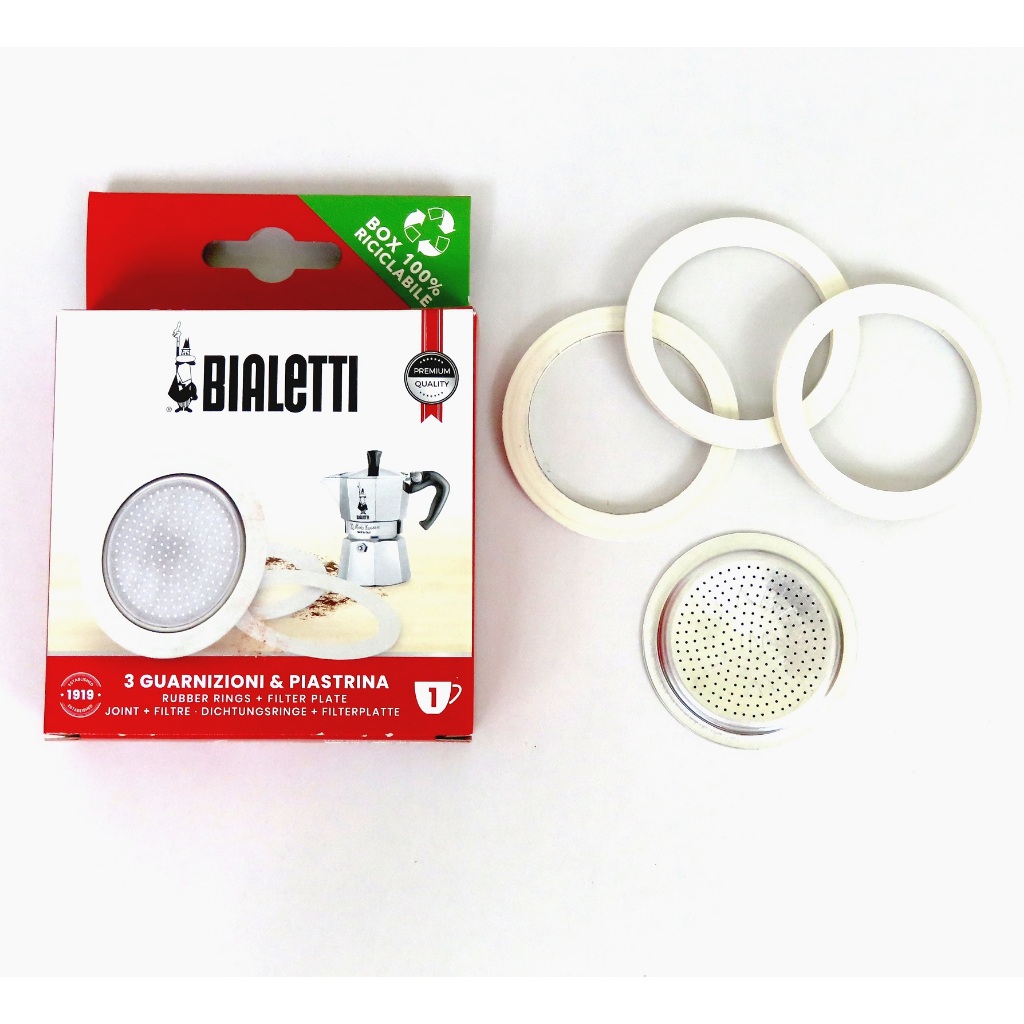 ซีลยาง Bialetti อะไหล่ หม้อเบียเลติ 3 ชีลยาง + 1 แผ่นกรอง (รวม4) สำหรับขนาด Moka Express Brikka Rain