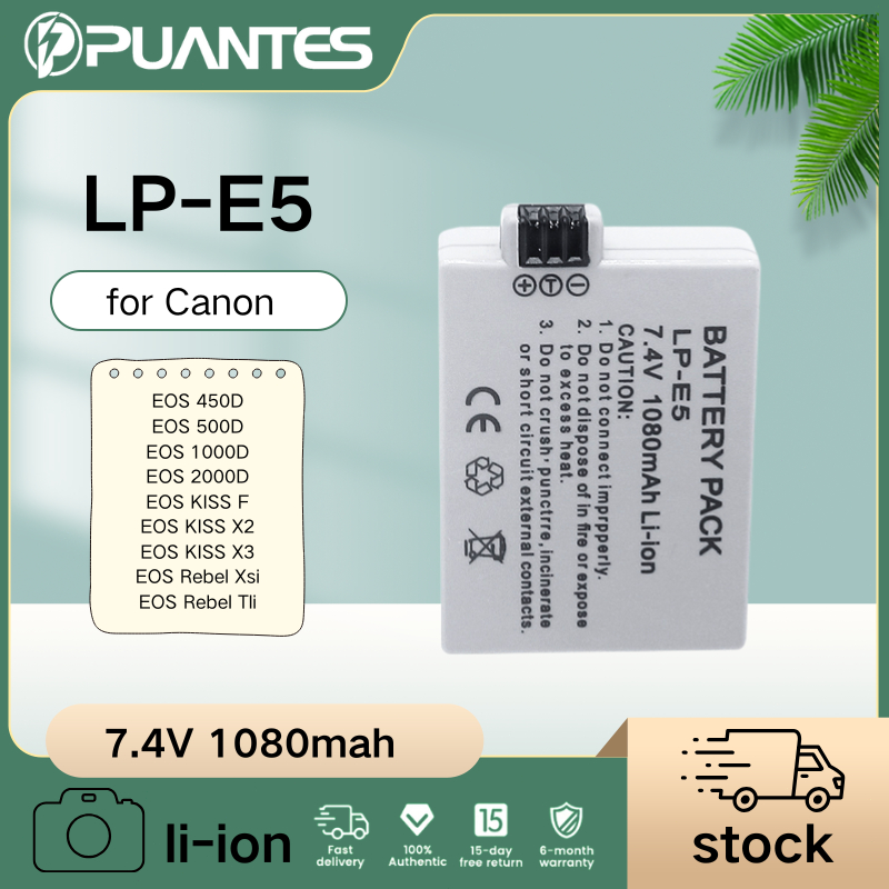 LP-E5 แบตเตอรี่ LPE5 สำหรับ Canon EOS 450D 500D 1000D 2000D เครื่องชาร์จกล้อง DSLR