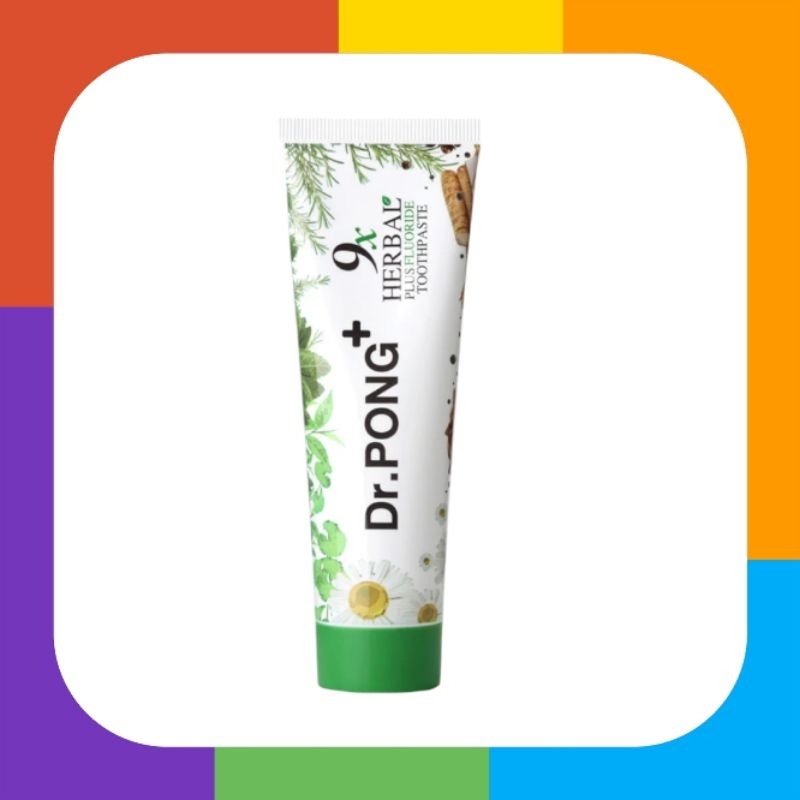 DR.PONG 9X Herbal Plus Fluoride ยาสีฟันสมุนไพร สูตรเข้มข้น ฟอกฟันขาวแก้ฟันเหลือง (100g.)