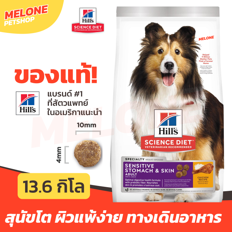 [กระสอบ] Hill's Science Diet Adult Sensitive Stomach Skin อาหารสุนัข สุนัขโต ผิวแพ้ง่าย บำรุงขน ปรับสมดุลลำไส้ 13.6 kg