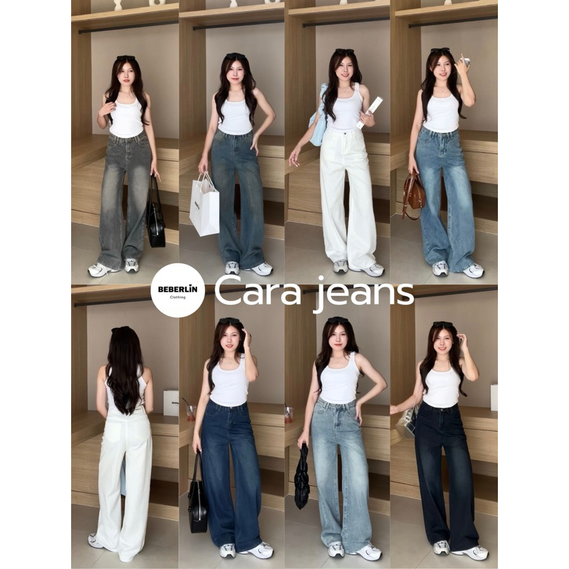 Beberlin กางเกงยีนส์ ขากระบอกกลาง เอวสูง สีเฟด รุ่น Cara jeans / No : 7091