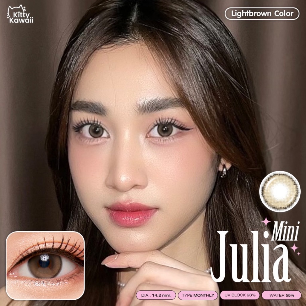 คอนแทคเลนส์[มินิ] Mini Julia Light Brown / Brown / Gray (Kitty Kawaii) ☁️ มี อย.ไทย ราคา ถูกที่สุด ดีลบีเคเค แกลเลอรีภาพที่ 4