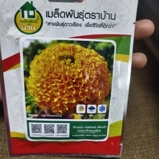 เมล็ดพันธุ์ ดาวเรืองตราบ้าน ก้านทอง ดีฟโกลดฟ์extra ดอกสีทองเข้ม บรรจุ1,000เมล็ด ปลูกได้ทุกฤดู