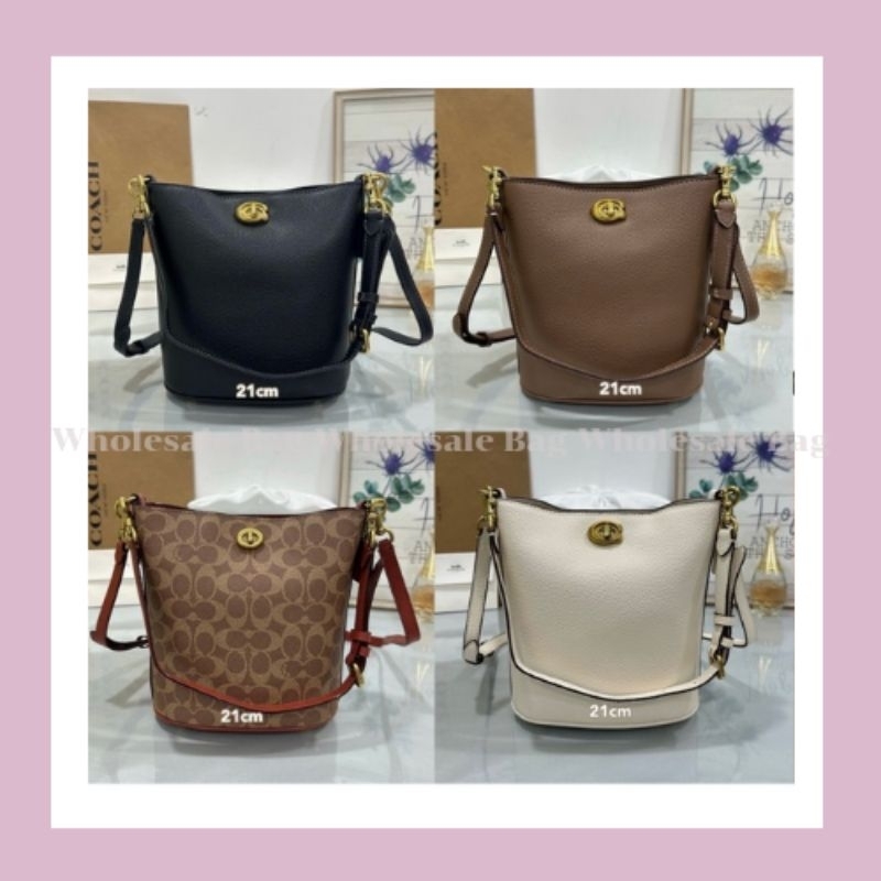 🔥กระเป๋าสะพาย สีน้ำตาลลายซี CW602 CW625/1. Willow Soft Bucket Bag 19 Co.