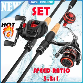 HAIYI FISHINGเบ็ดตกปลาครบชุด7.2:1/19+1BBรอกหยดน้ำคันเบ็ดเบ็ด…