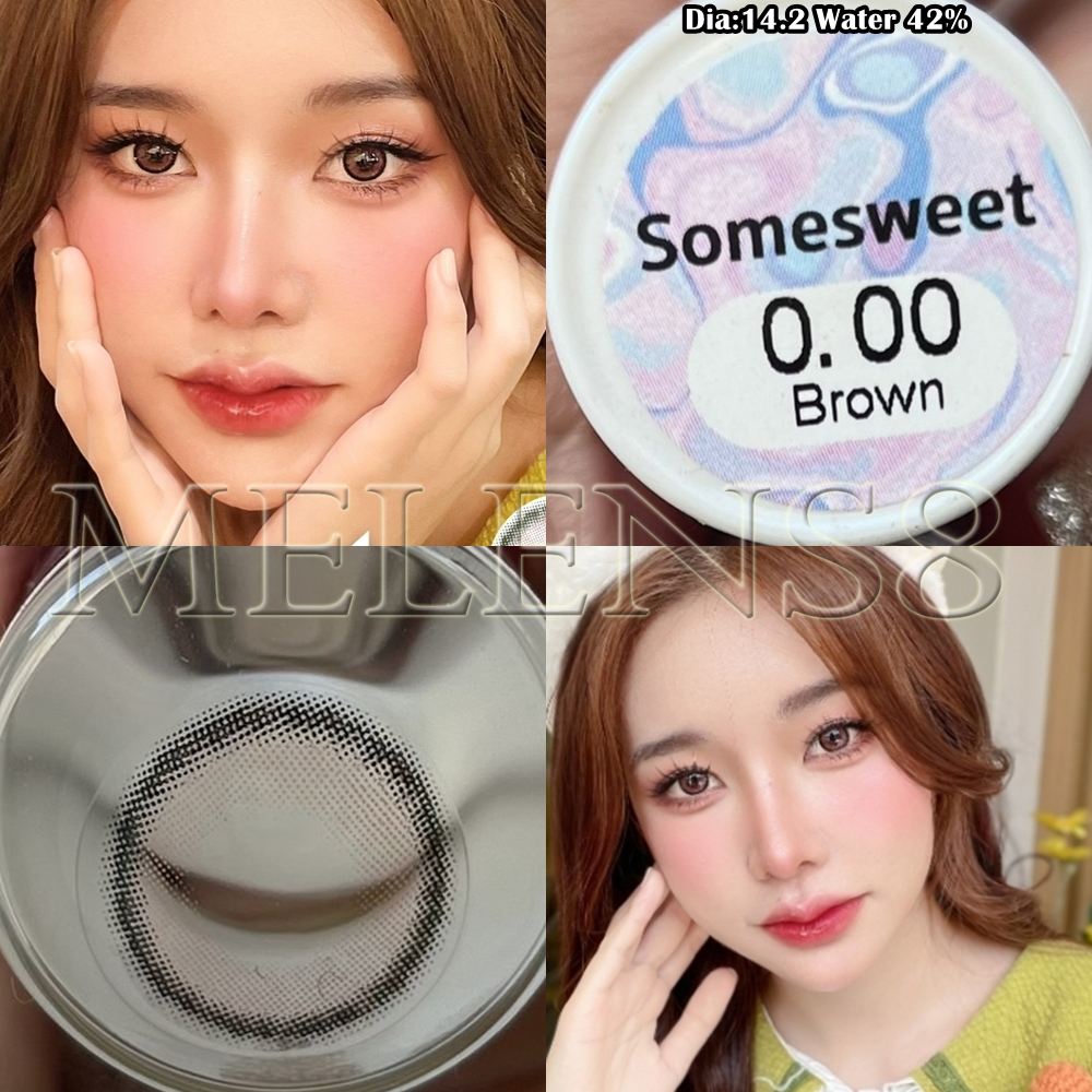 "มีค่าสายตา" ขนาดมินิ คอนแทคเลนส์ : Somesweet (Lovelylens)  สีน้ำตาลอมชมพู ธรรมชาติ น่ารักละมุน Dia 