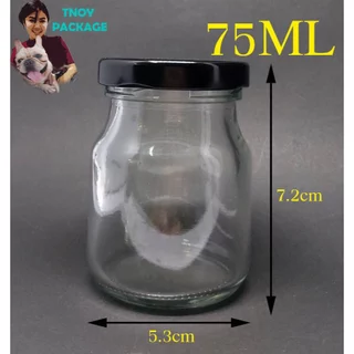 ขวด 75 มล. (50ใบ) ขวดแก้วเปล่า 75cc ขวดรังนกใส 75ml + ฝาโลหะ #48mm