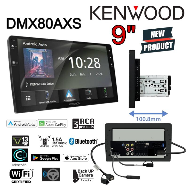 KENWOOD DMX80AXS เครื่องเล่นขนาด 1 ดิน หน้าจอ 9" คุณภาพ สัญชาติ🇯🇵