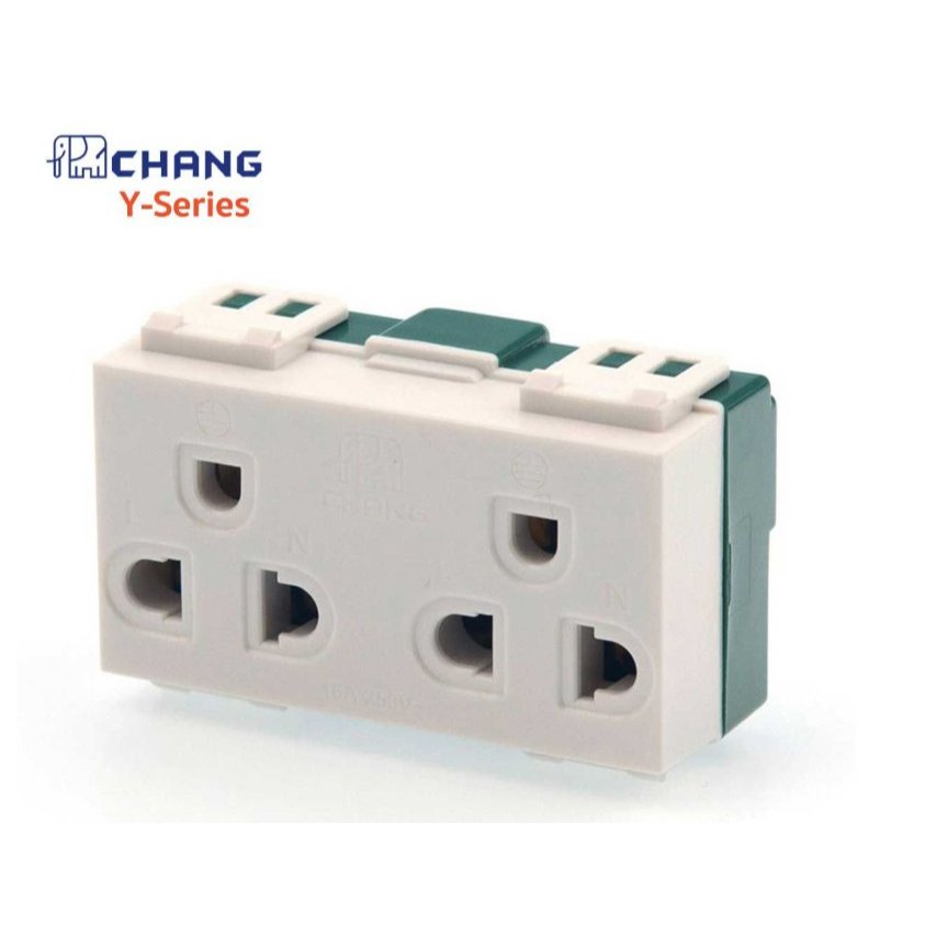 Chang เต้ารับ ปลั๊กกราวด์คู่ ตราช้าง รุ่น PCH-904N Y-Series ราคาต่อตัวค่ะ