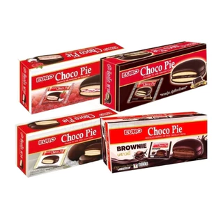 Euro Choco Pie ยูโร่ช็อคโกพาย ขนมพายสอดไส้ เคลือบช็อคโกแลต สอดไส้ กินกับอะไรก็อร่อย 1 กล่อง 12 ชิ้น มี 4 รสชาติ