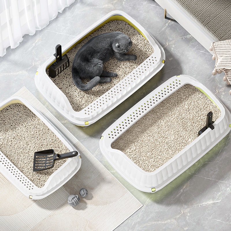 จัดส่งฟรี กระบะทรายแมวขนาดใหญ่ ขอบสูงกันกระเด็น ขนาดใหญ่ แถมฟรีที่ตักทราย กระบะทรายแมว ห้องน้ำแมว กระบะทรายแบบจัมโบ้ - รูปที่ 2