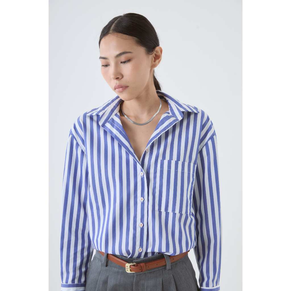 Haffenden Kane: Essential Relaxed Shirt in Bold Stripes เสื้อเชิ้ตผู้หญิง ทรง relaxed