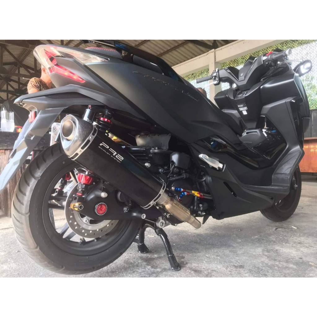 ชุดท่อฟูล คอท่อสแตนเลส ปลายท่อ PR2 AK BLACK COLOR 35 CM ใส่รถ HONDA FORZA350 ADV350 เกรดบี