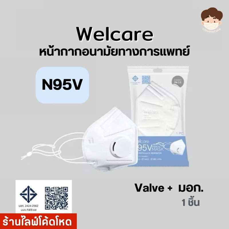 ♥️หน้ากากอนามัยเวลแคร์ N95 ✅แบบมีวาล์ว ของแท้ 💯