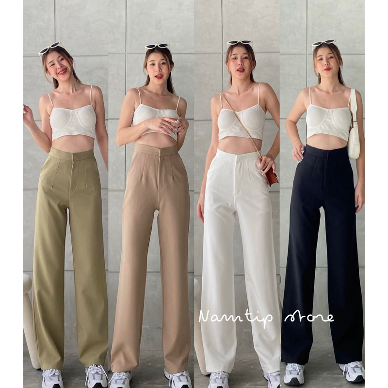 ขากระบอกกลางผ้าเปเป้ งานซิปหน้าตะขอหน้า🧸🥞✨