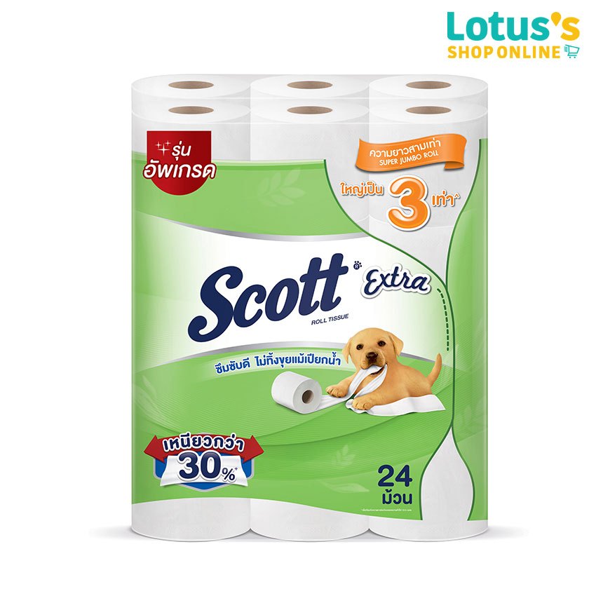 สก็อตต์ กระดาษทิชชู เอ็กซ์ตร้าซุปเปอร์ จัมโบ้ 24 ม้วน SCOTT EXTRA SUPER JUMBO 24 ROLLS