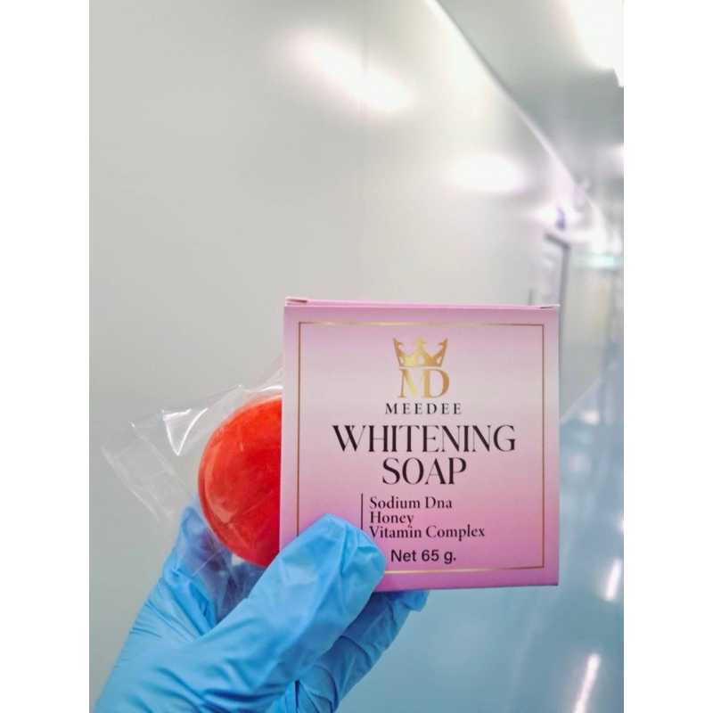 สบู่ล้างหน้า MeeDee whitening (แถมตาข่ายตีฟอง) meedee soap