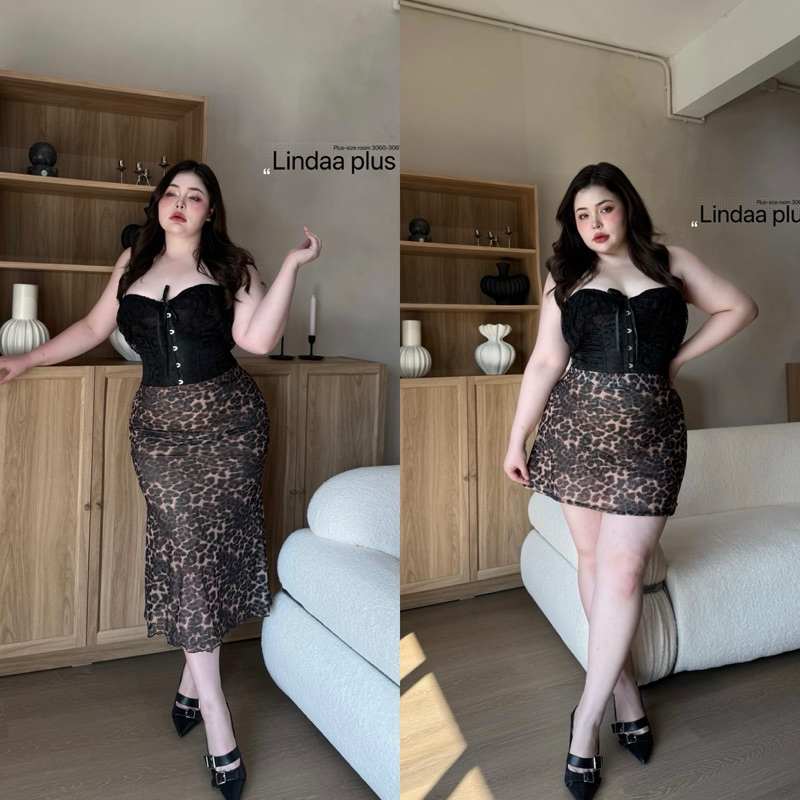 /LD/ กระโปรงสาวอวบ ลายเสือ มี2แบบสั้นและยาว  #เสื้อผ้าไซส์ใหญ่ สาว อ้วน พลัสไซส์