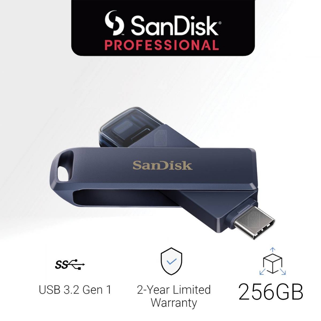 SanDisk Phone Drive  256GB 2 in 1 Lightning - USB C (SDIXD0N-256G-GN6NE) แซนดิส แฟลซไดร์ฟ