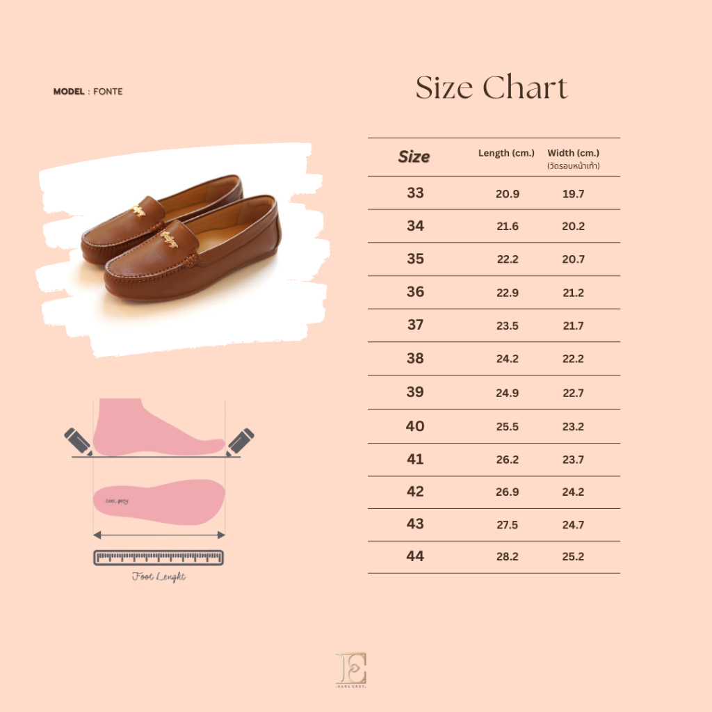 EARL GREY รองเท้าหนังแกะแท้  รุ่น Fonte series in Light pink