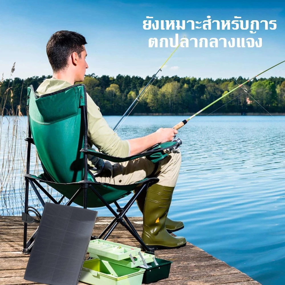 10W แผงโซลาร์เซลล์ พลังงานแสงอาทิตย์ USB ปั๊มออกซิเจนหลอดคู่ปั๊มลมแบบพกพากลางแจ้งตกปลาอาหารทะเลออกซิเจน - รูปที่ 2