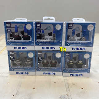 หลอดไฟหน้า แสงสีขาว PHILIPS Diamond Vision แสง 5000K ขั้ว H1…