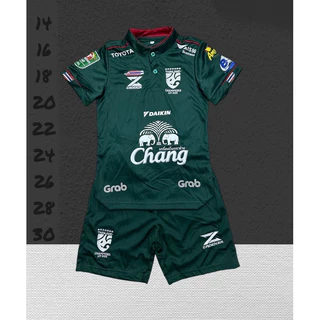 เสื้อกีฬาเด็กชุดบอลเด็กรุ่นคอจีนมีกระดุมใช่งานได้จริง