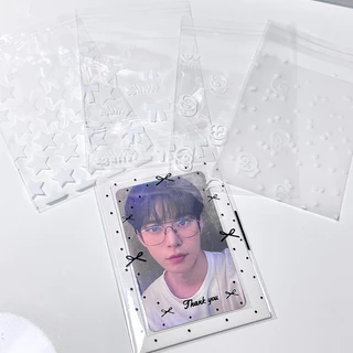 ￼[พร้อมส่ง] ซองใสใส่การ์ด ลายดาว โบว์ ขนาด8*10+3cm