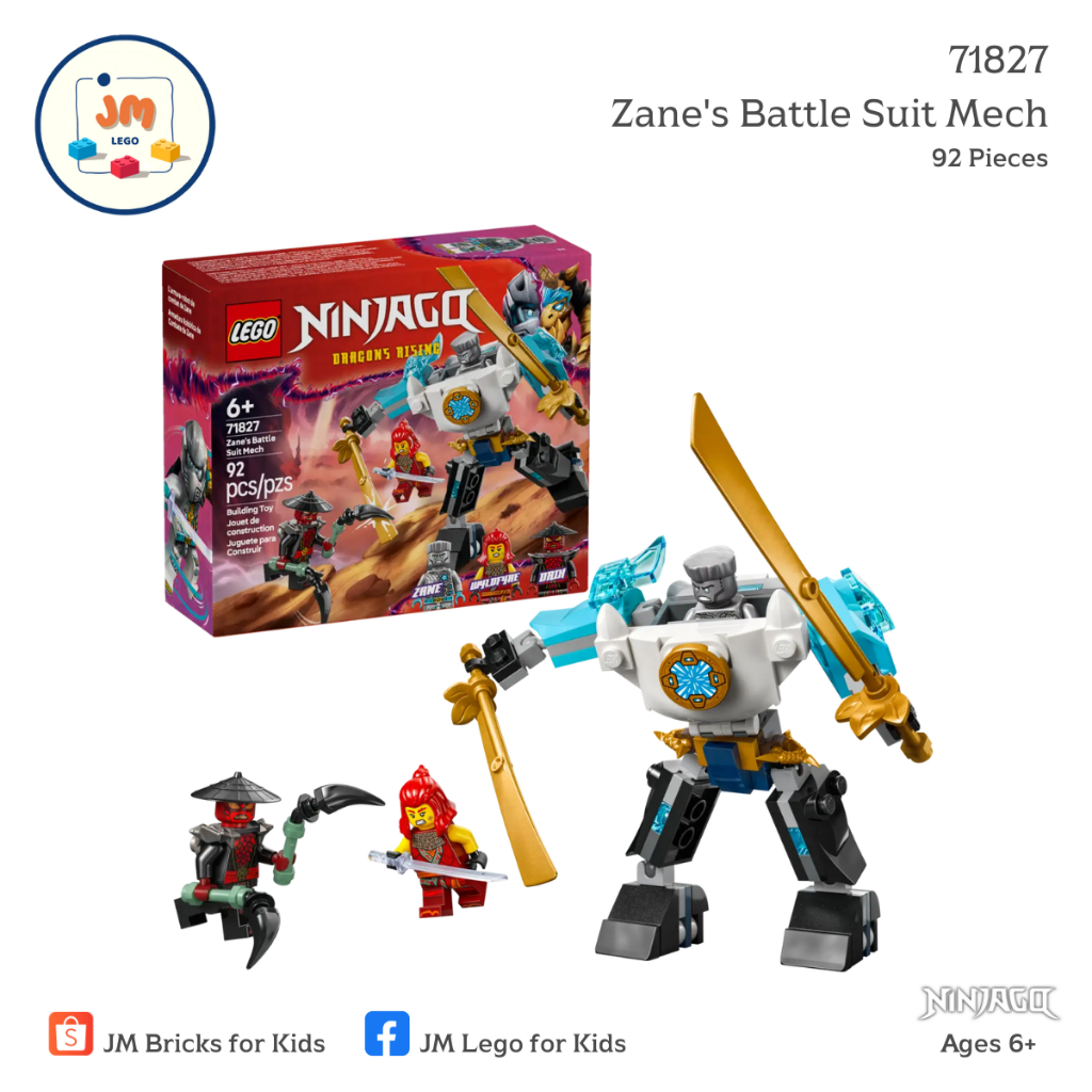 LEGO Ninjago 71827 Zane's Battle Suit Mech (92 Pieces) สำหรับเด็กอายุ 6 ปีขึ้นไป Brick Toy ตัวต่อ