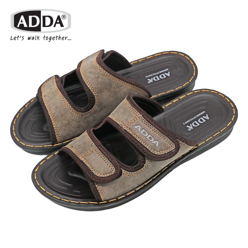 🔥ADDA 93H12 รองเท้าแตะ รองเท้าลำลอง สำหรับผู้ชาย แบบสวม รุ่น ไซส์ 7-10 สี ดำ น้ำตาล Moontree