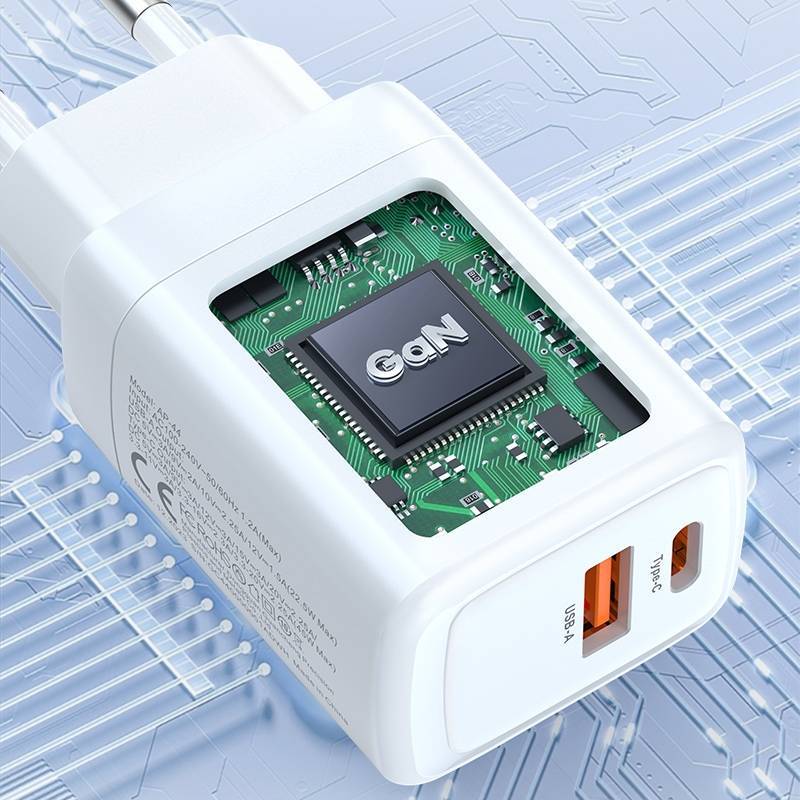 d-power Adapter GaN65W Super Fast Charger สีขาว รุ่น AG-66 หัวชาร์จเร็ว PD 65W 2 พอร์ต Type C/USB-A
