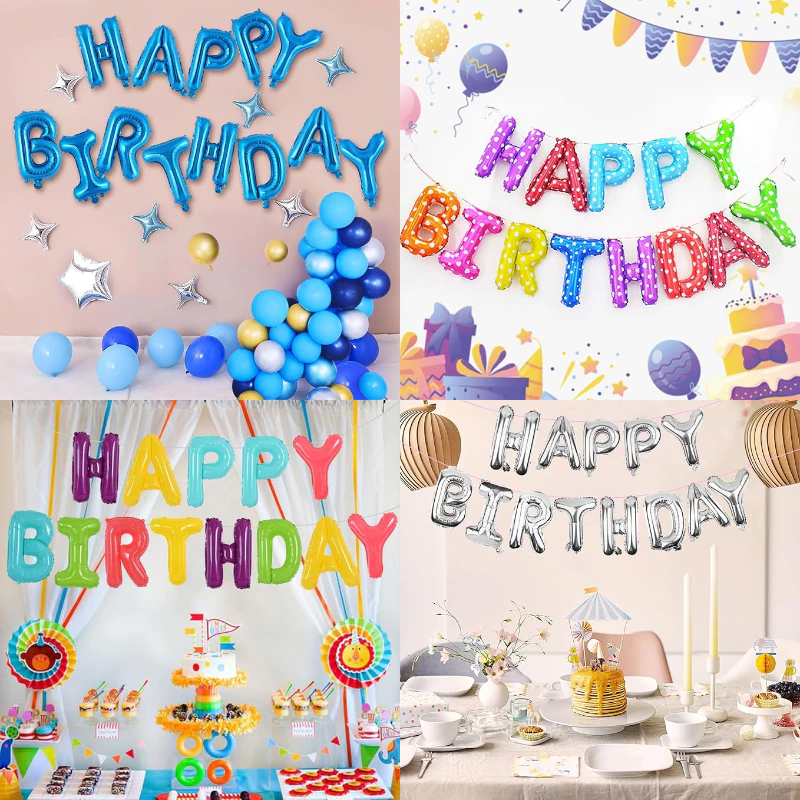 พร้อมส่ง ชุดลูกโป่งฟอยล์ HAPPY BIRTHDAY ลูกโป่งฟอยล์ตัวอักษร 16 นิ้ว