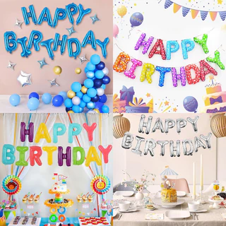 พร้อมส่ง ชุดลูกโป่งฟอยล์ HAPPY BIRTHDAY ลูกโป่งฟอยล์ตัวอักษร 16 นิ้ว